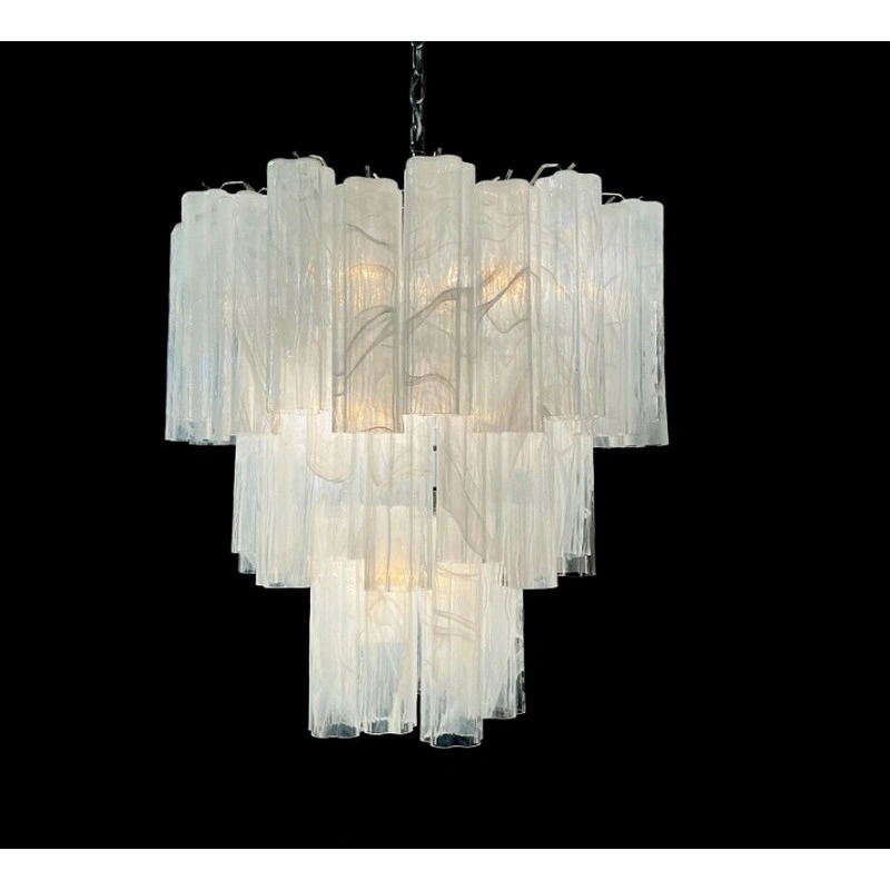 Винтажная люстра Murano Chandelier 48 White Alabaster Glass Tubes