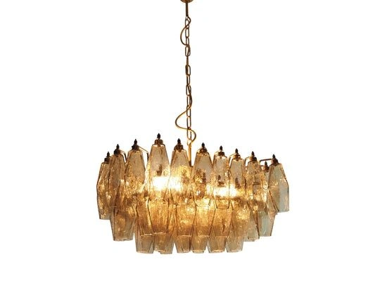Винтажная люстра Murano Chandelier 56 Smoky Poliedri Glass