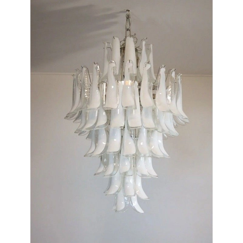 Винтажная люстра Murano Chandelier 85 Clear Petal Glass