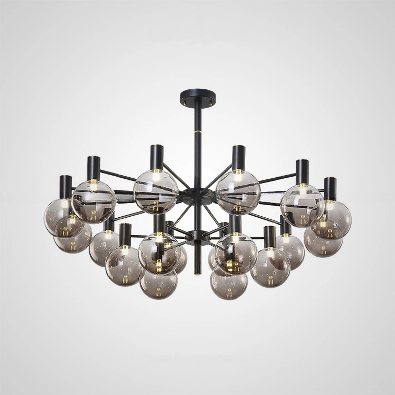 18 плафонов (2 уровня). Цвет каркаса черный.