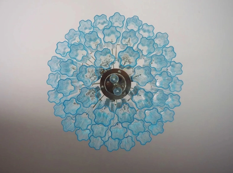 Винтажная люстра Murano Chandelier 48 Blue Glass Tubes