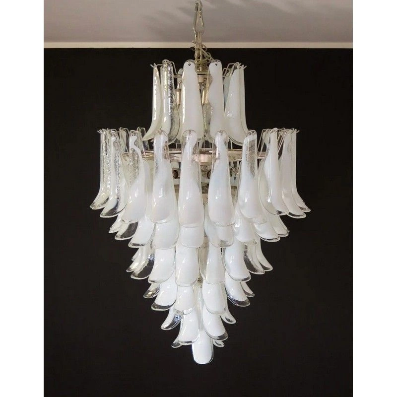 Винтажная люстра Murano Chandelier 85 Clear Petal Glass
