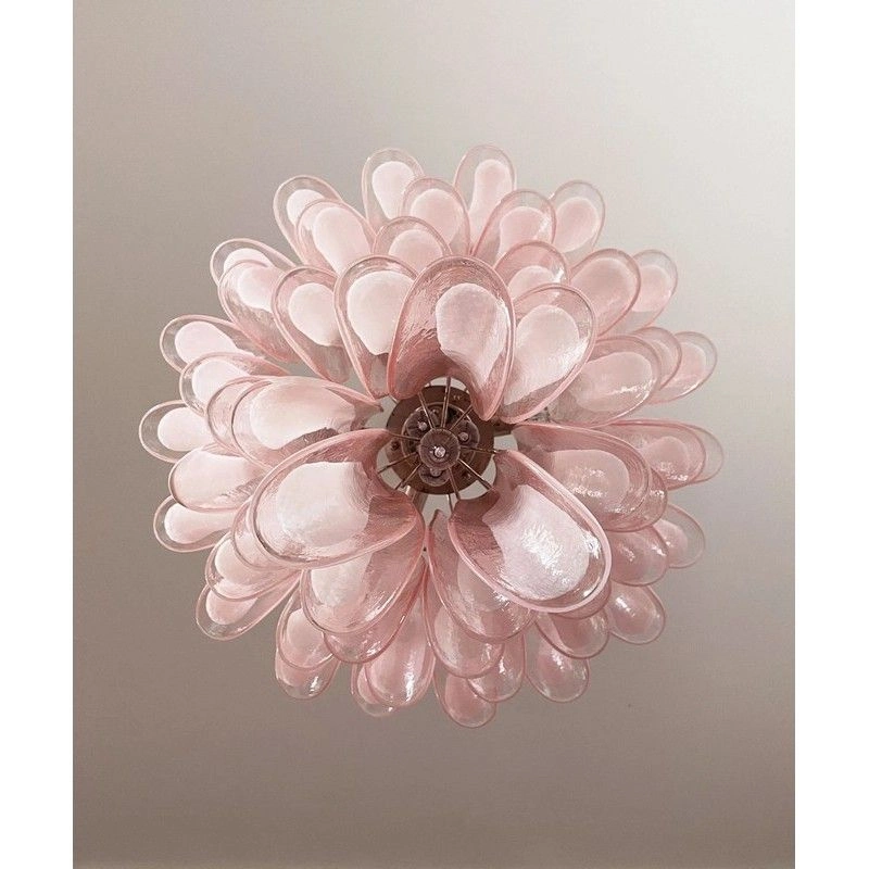 Винтажная люстра Murano Chandelier 52 Pink Petal Glass