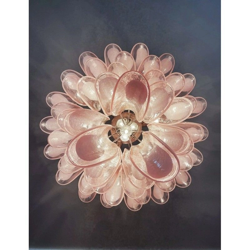 Винтажная люстра Murano Chandelier 52 Pink Petal Glass
