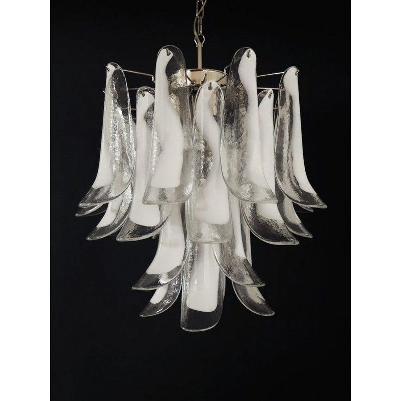 Винтажная люстра Murano Chandelier 26 Clear Petal Glass