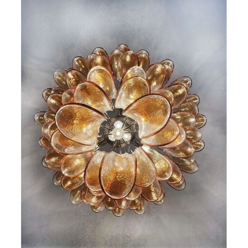 Винтажная люстра Murano Chandelier 75 Yellow Petal Glass