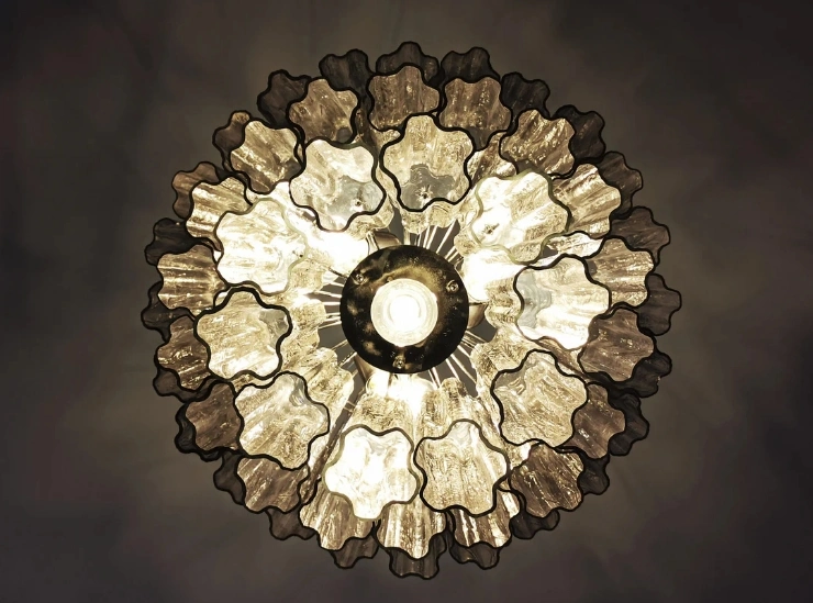 Винтажная люстра Murano Chandelier 52 Smoke-Colored Glass Tubes