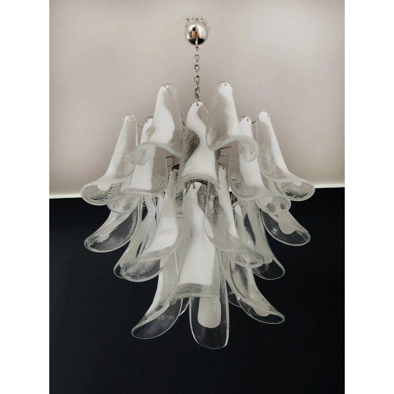 Винтажная люстра Murano Chandelier 26 Clear Petal Glass