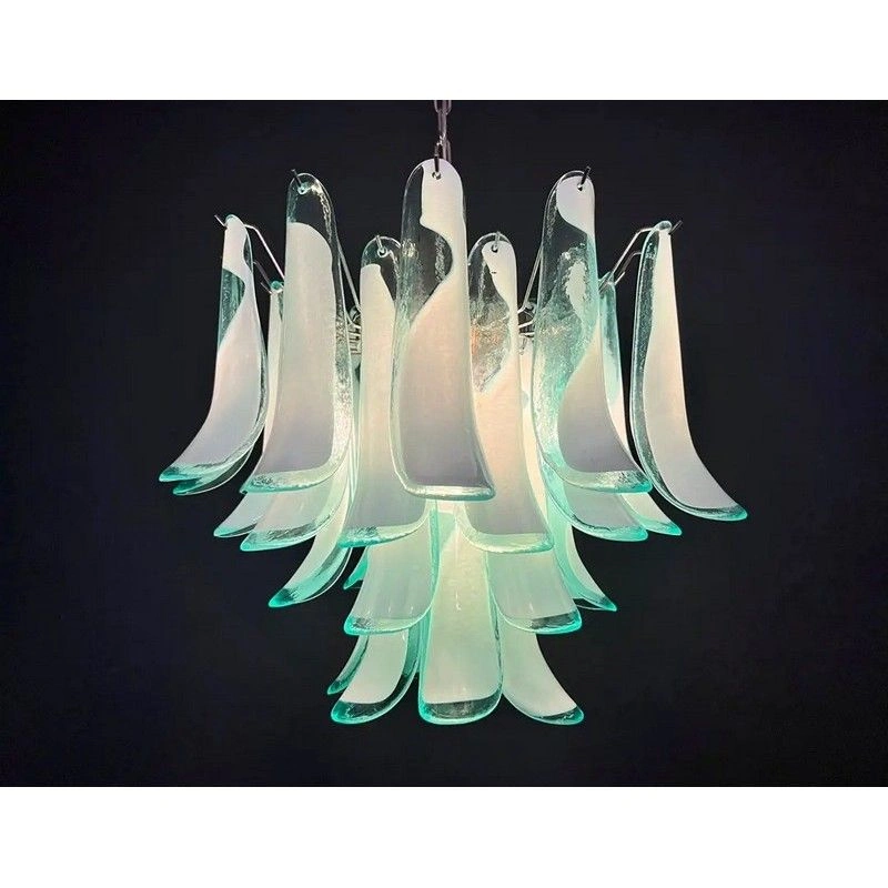 Винтажная люстра Murano Chandelier 36 Turquoise Petal Glass