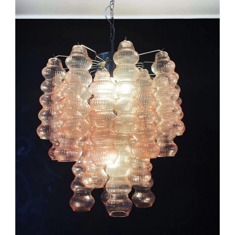 Винтажная люстра Murano Chandelier 26 Pink Glass Tubes