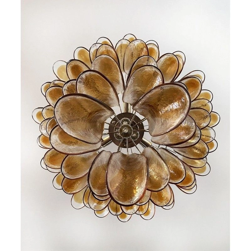 Винтажная люстра Murano Chandelier 75 Yellow Petal Glass