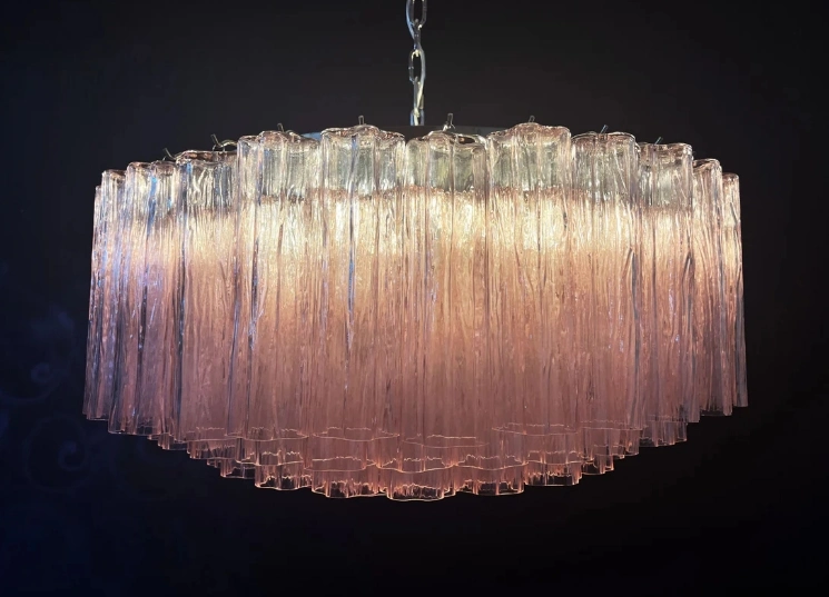 Винтажная люстра Murano Chandelier 101 Pink Glass Tubes