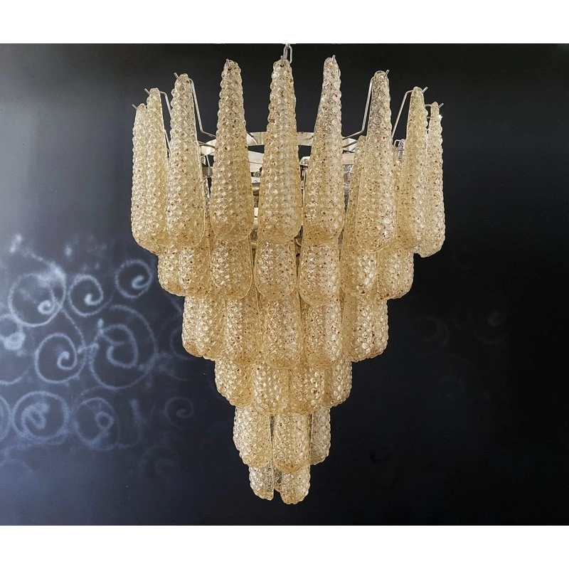 Винтажная люстра Murano Chandelier 75 Yellow Drop Glasses