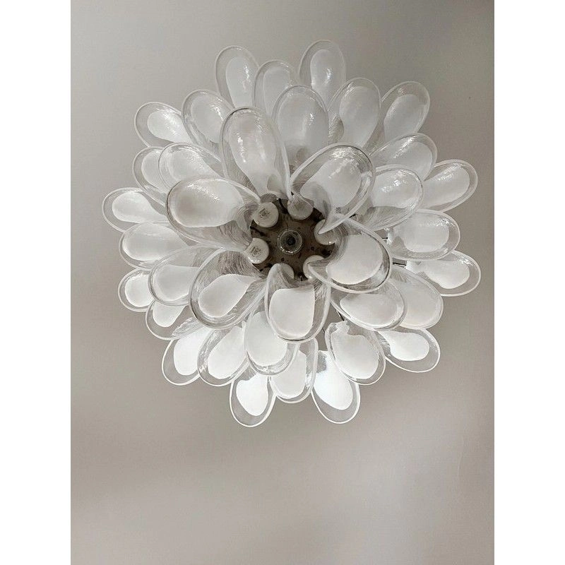 Винтажная люстра Murano Chandelier 36 Clear Petal Glass