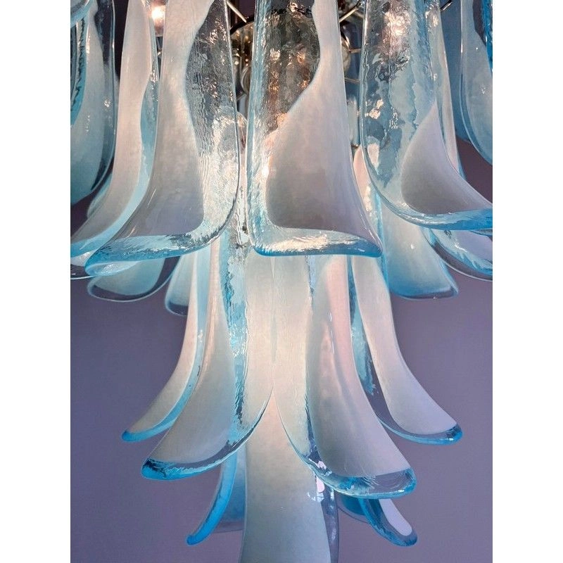 Винтажная люстра Murano Chandelier 52 Blue Petal Glass
