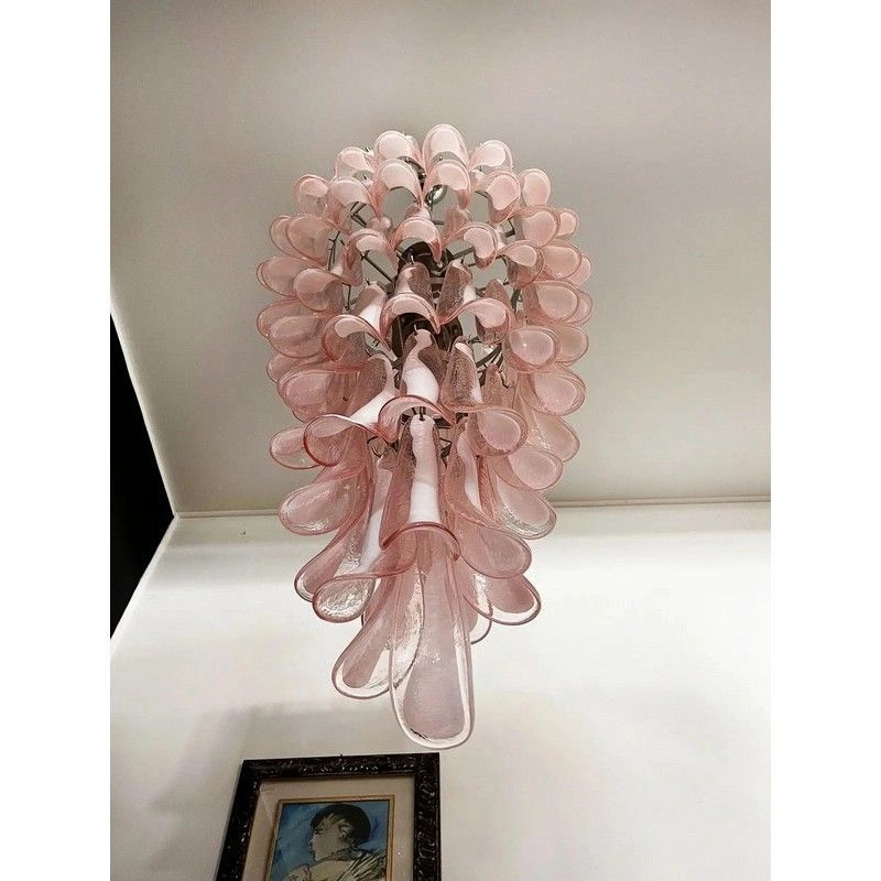 Винтажная люстра Murano Chandelier 83 Pink Petal Glass