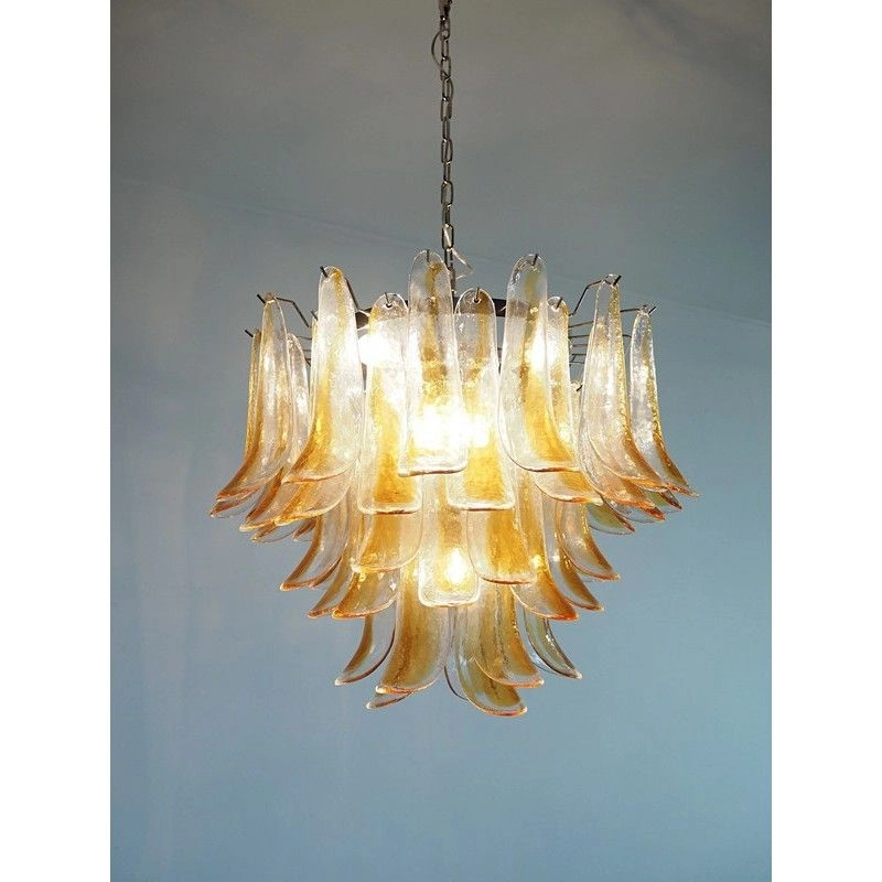 Винтажная люстра Murano Chandelier 53 Yellow Petal Glass