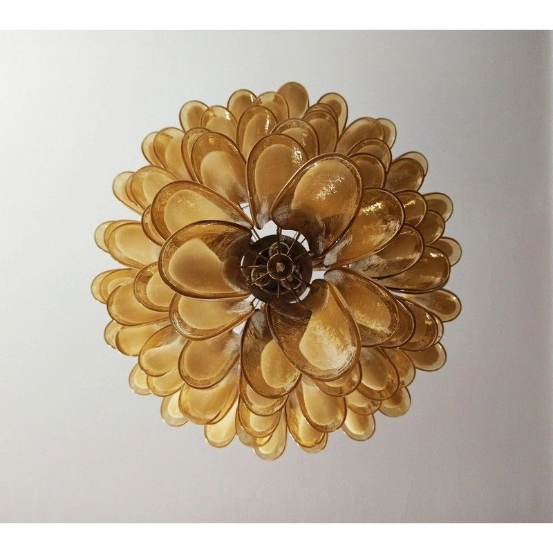 Винтажная люстра Murano Chandelier 75 Caramel-Colored Petal Glass