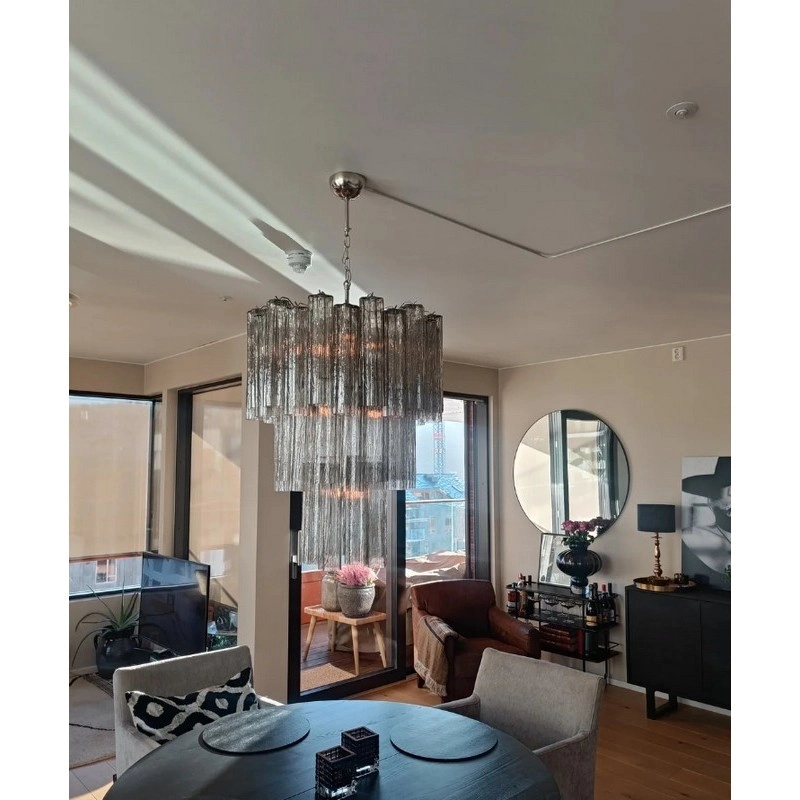 Винтажная люстра Murano Chandelier 48 Smoke Glass Tubes