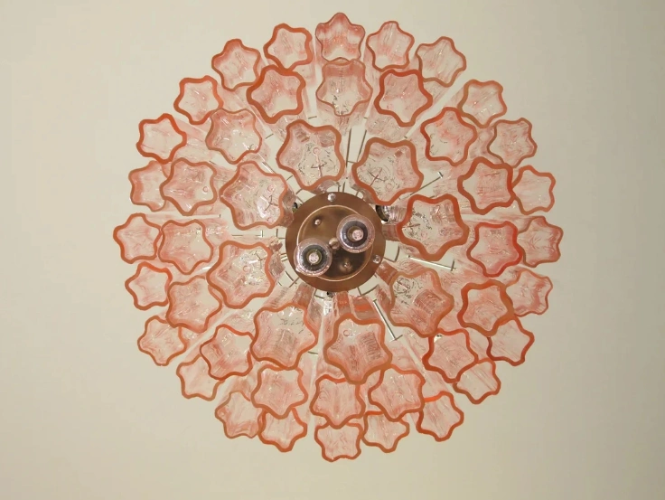 Винтажная люстра Murano Chandelier 48 Pink Glass Tubes