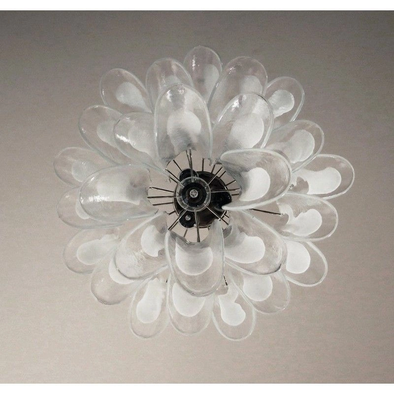 Винтажная люстра Murano Chandelier 26 Clear Petal Glass