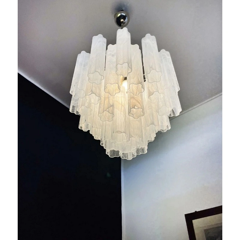 Винтажная люстра Murano Chandelier 36 White Alabaster Glass Tubes