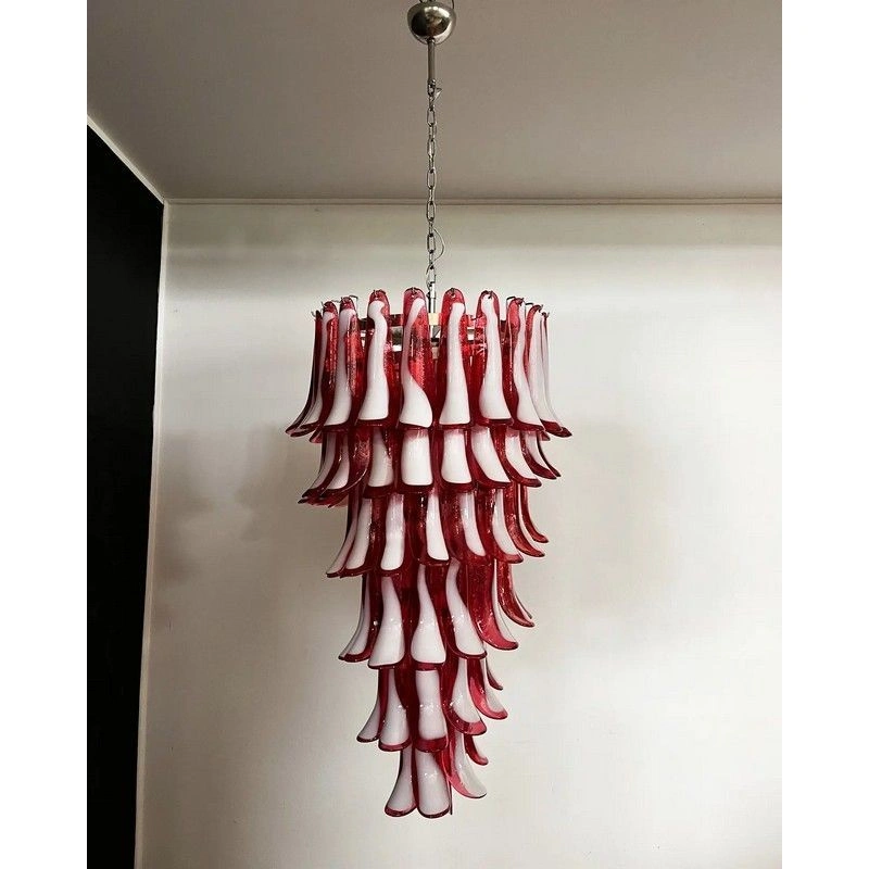 Винтажная люстра Murano Chandelier 83 Red Petal Glass