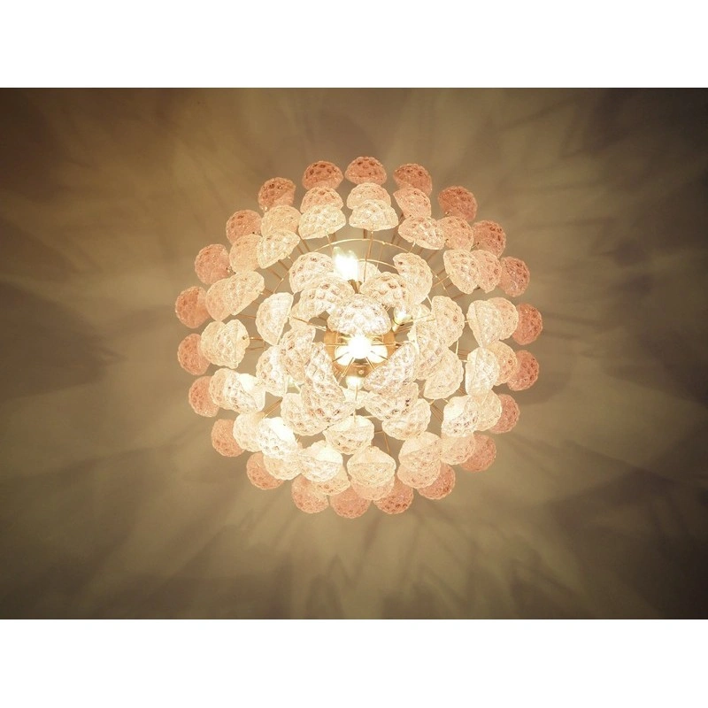 Винтажная люстра Murano Chandelier 85 Pink Drop Glass
