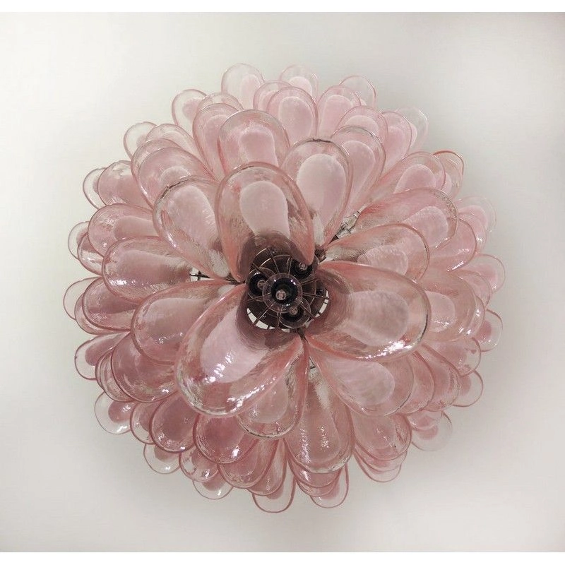 Винтажная люстра Murano Chandelier 75 Pink Petal Glass