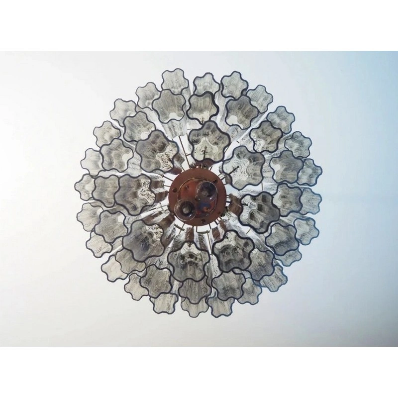 Винтажная люстра Murano Chandelier 48 Smoke Glass Tubes