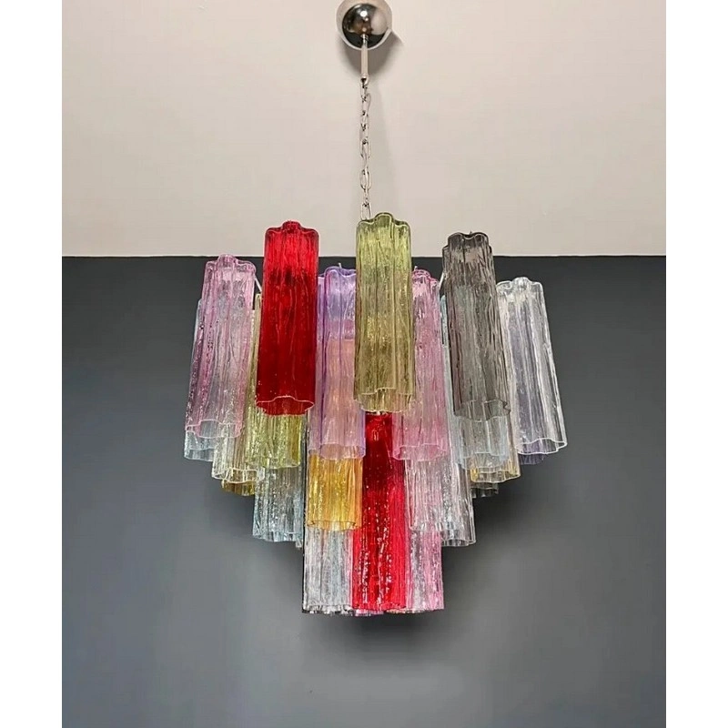 Винтажная люстра Murano Chandelier 36 Multicolored Tube Glass