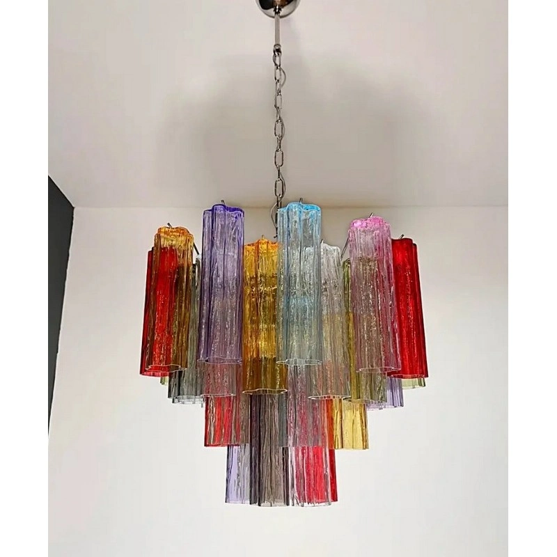 Винтажная люстра Murano Chandelier 36 Multicolored Tube Glass