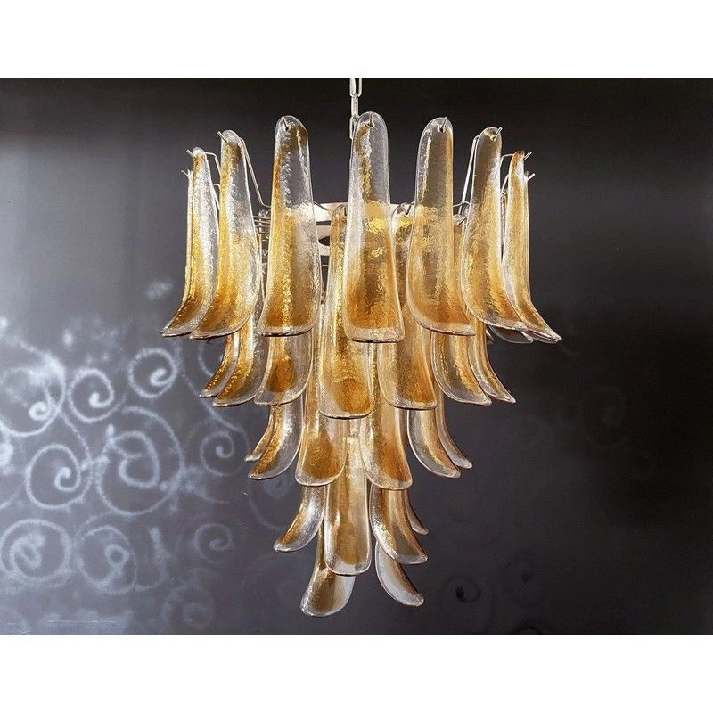 Винтажная люстра Murano Chandelier 52 Yellow Petal Glass