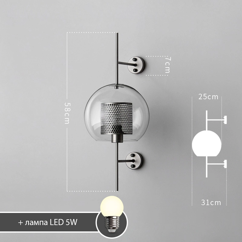 Плафон шар. Размер L. Цвет сталь.