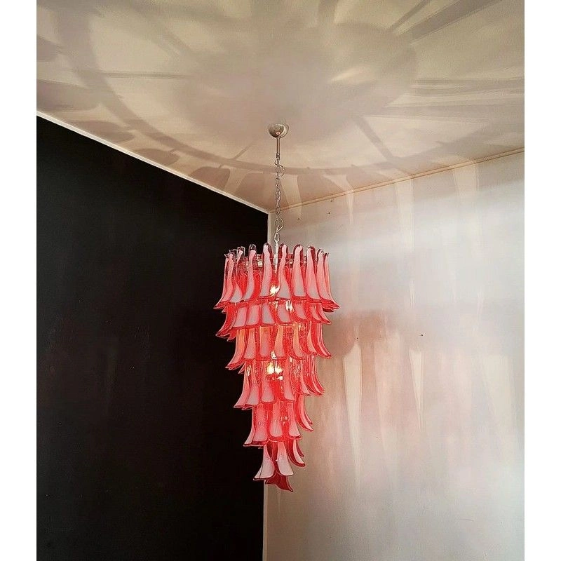 Винтажная люстра Murano Chandelier 83 Red Petal Glass