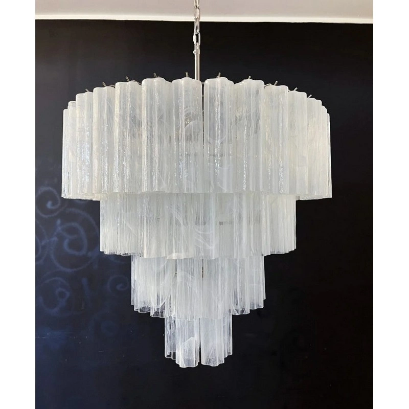Винтажная люстра Murano Chandelier 78 White Alabaster Glass Tubes