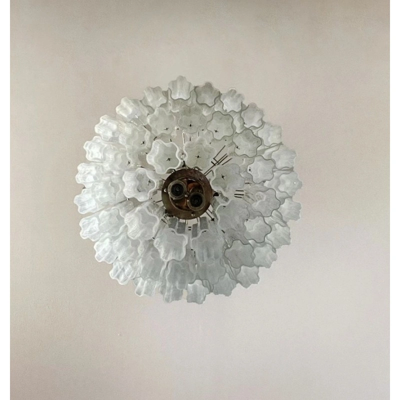 Винтажная люстра Murano Chandelier 48 White Alabaster Glass Tubes