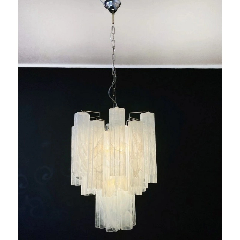 Винтажная люстра Murano Chandelier 30 White Glass Tubes