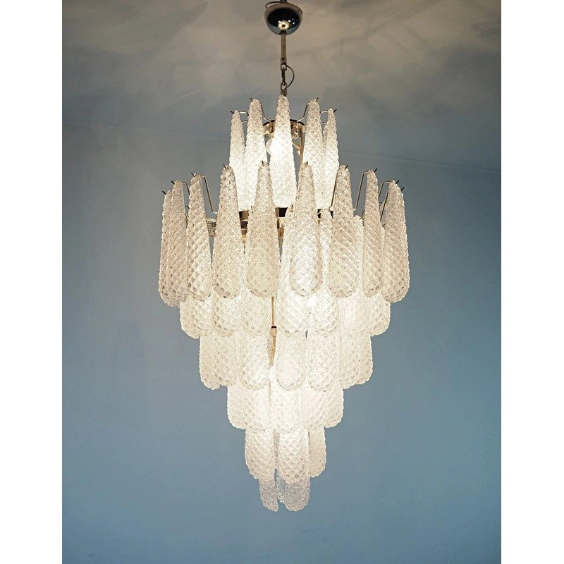 Винтажная люстра Murano Chandelier 85 Clear Drop Glasses