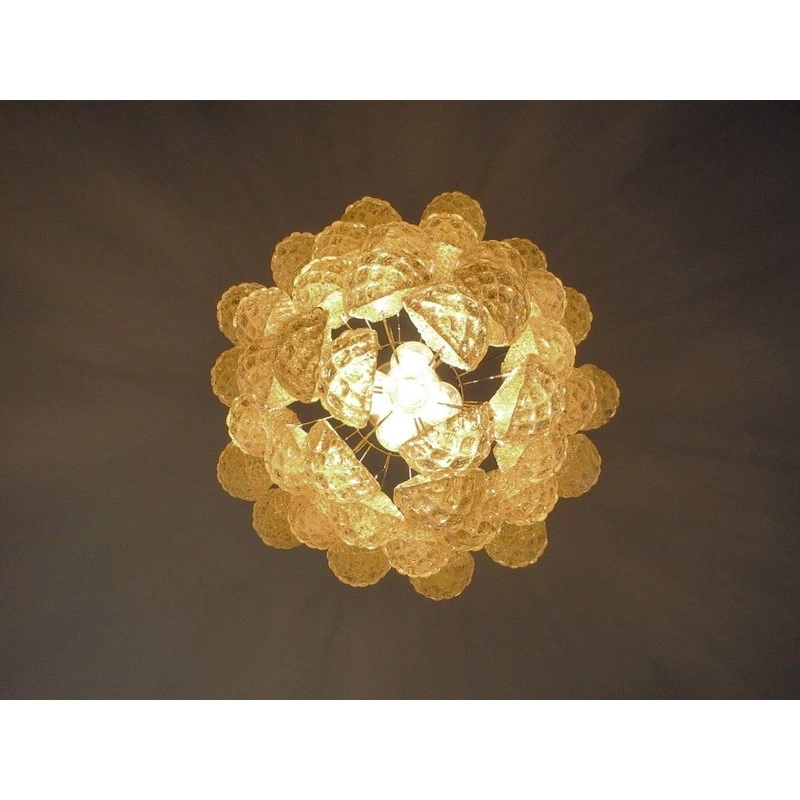 Винтажная люстра Murano Chandelier 41 Yellow Drop Glasses