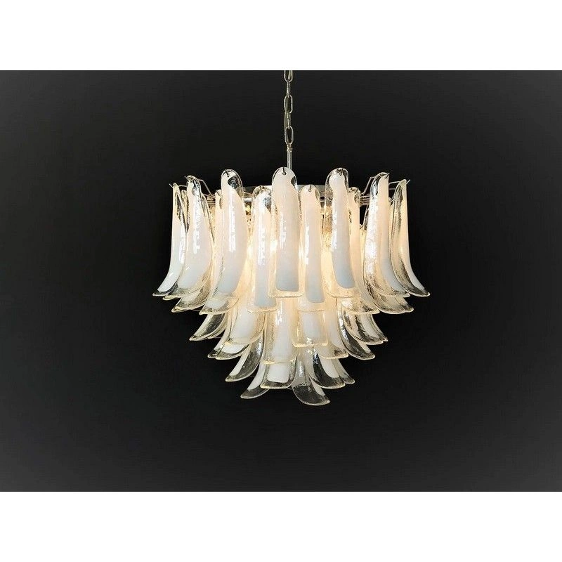 Винтажная люстра Murano Chandelier 53 Clear Petal Glass
