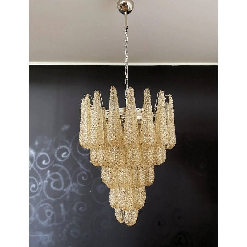 Винтажная люстра Murano Chandelier 52 Yellow Drop Glasses