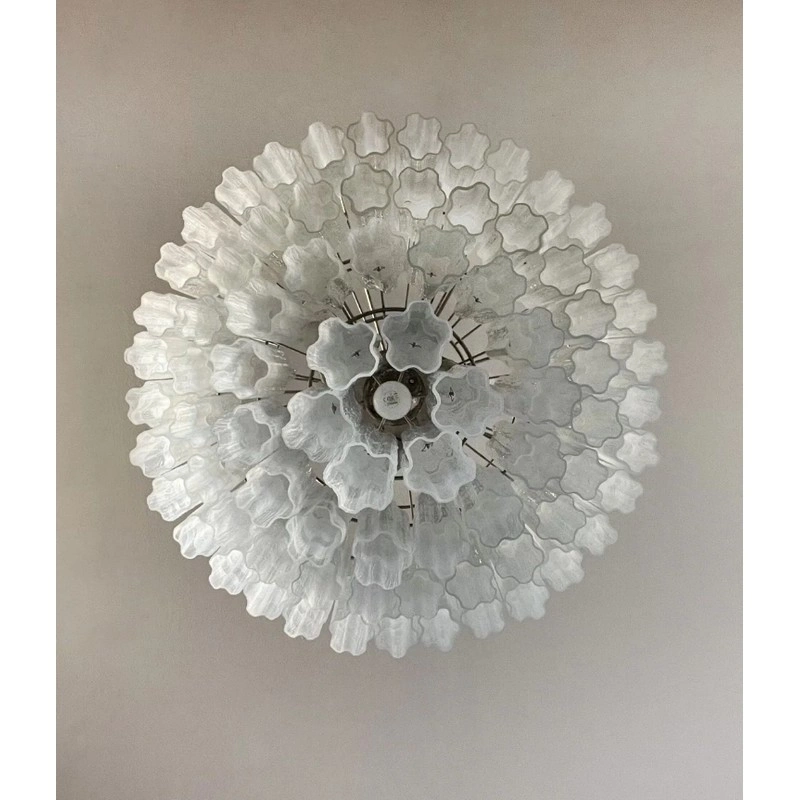 Винтажная люстра Murano Chandelier 78 White Alabaster Glass Tubes