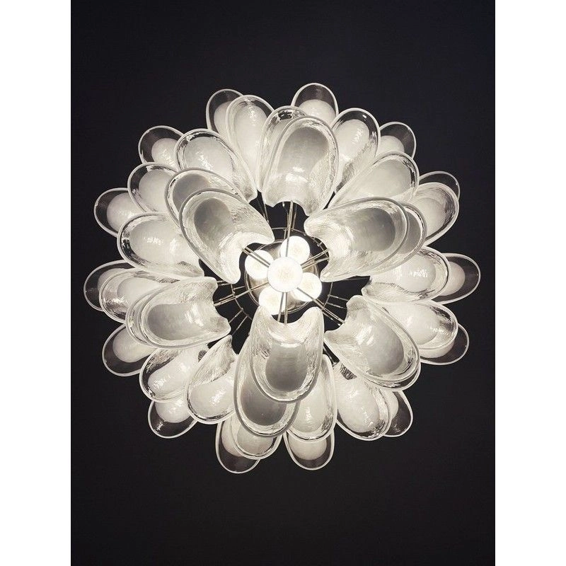 Винтажная люстра Murano Chandelier 41 Clear Petal Glass