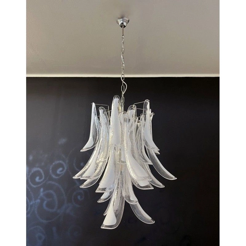 Винтажная люстра Murano Chandelier 30 Clear Petal Glass