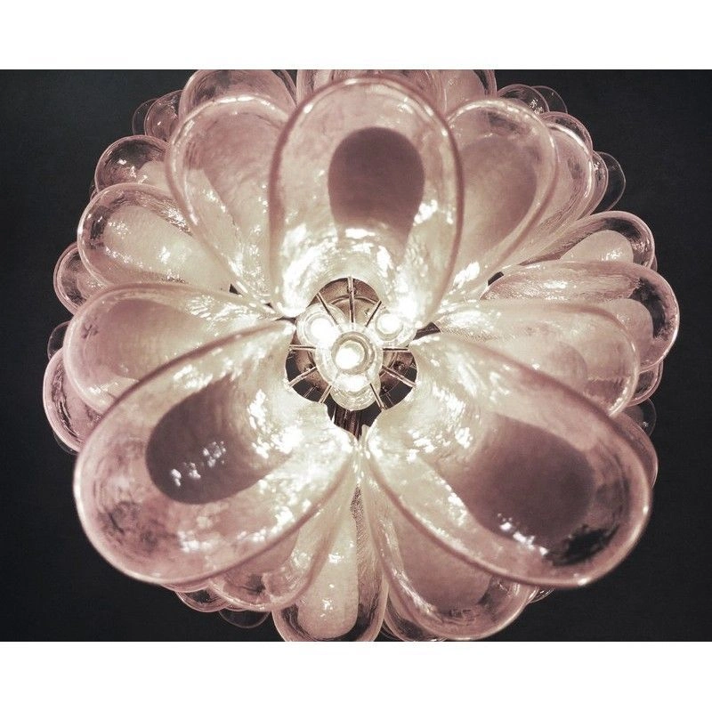 Винтажная люстра Murano Chandelier 75 Pink Petal Glass