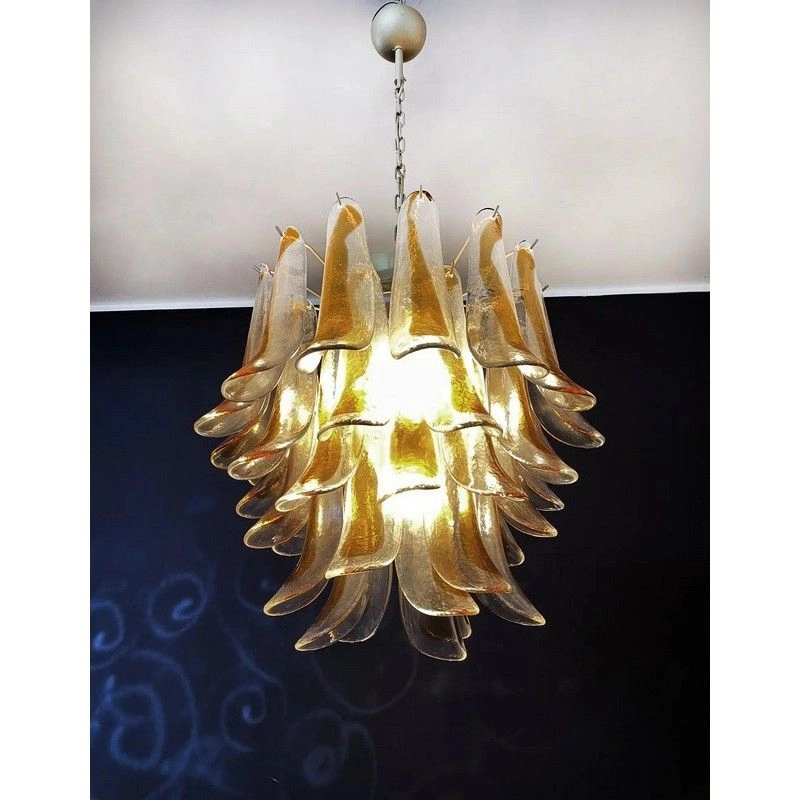 Винтажная люстра Murano Chandelier 41 Yellow Petal Glass