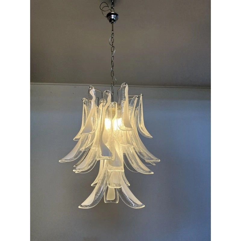 Винтажная люстра Murano Chandelier 30 Clear Petal Glass