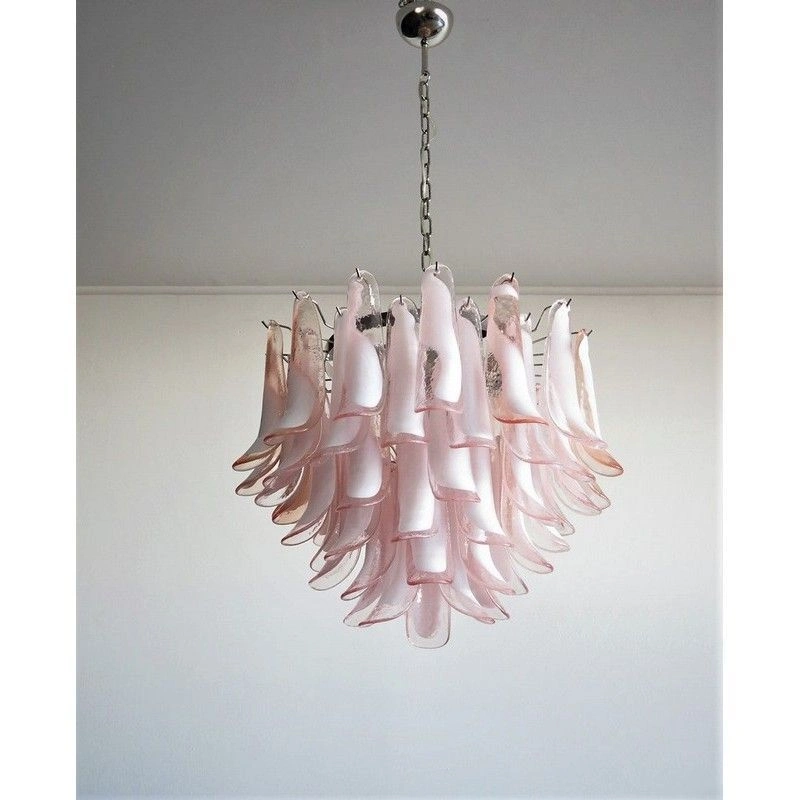 Винтажная люстра Murano Chandelier 53 Pink Petal Glass