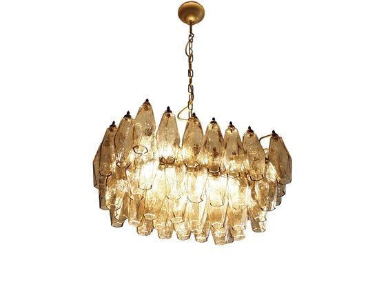 Винтажная люстра Murano Chandelier 56 Smoky Poliedri Glass